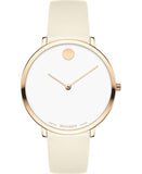 Buy Shop Movado Museum 70th Anniversary Special Edition White Dial White Leather Strap Watch For Women - 0607139 USA Online
