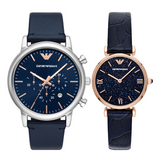 Buy Shop Emporio Armani Gianni T-Bar Quartz Blue Dial Blue Leather Strap Watch for Women - AR11424 USA Online
