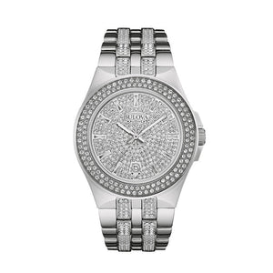 Buy Shop Bulova Crystal Pave Silver Dial Silver Steel Strap Watch for Men - 96B235 USA Online