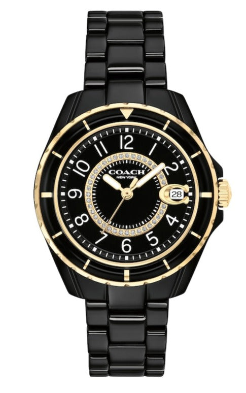Buy Shop Coach Preston Black Dial Black Steel Strap Watch for Women - 14503461 USA Online
