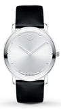 Buy Shop Movado Sapphire Silver Dial Black Leather Strap Watch for Men - 606694 USA Online