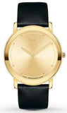 Buy Shop Movado Sapphire Gold Dial Black Leather Strap Watch For Men - 606883 USA Online