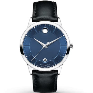 Buy Shop Movado 1881 Automatic Blue Dial Black Leather Strap Watch For Men - 606874 USA Online