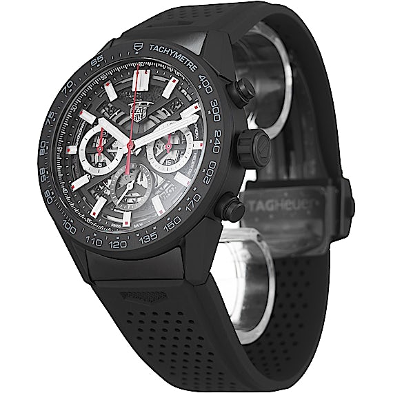Buy Shop Tag Heuer Carrera Automatic Chronograph Black Dial Black Rubber Strap Watch for Men - CBG2A90.FT6173 USA Online