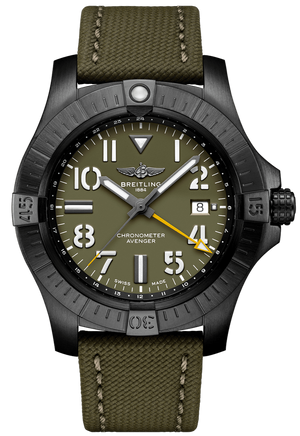 Buy Shop Breitling Avenger Automatic GMT 45 Night Mission Green Dial Green Nylon Strap Watch for Men - V323952A1L1X1 USA Online