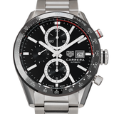 Buy Shop Tag Heuer Carrera Automatic Chronograph Black Dial Silver Steel Strap Watch for Men - CBM2110.BA0651 USA Online