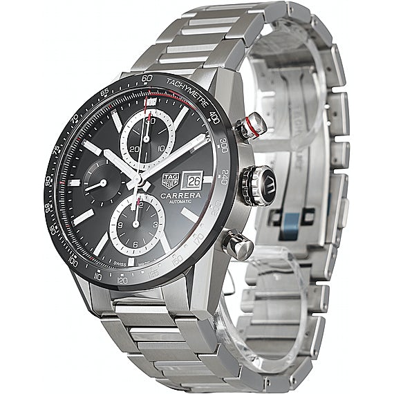 Buy Shop Tag Heuer Carrera Automatic Chronograph Black Dial Silver Steel Strap Watch for Men - CBM2110.BA0651 USA Online