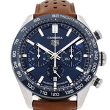 Buy Shop Tag Heuer Carrera Automatic Chronograph Blue Dial Brown Leather Strap Watch for Men - CBN2A1A.FC6537 USA Online
