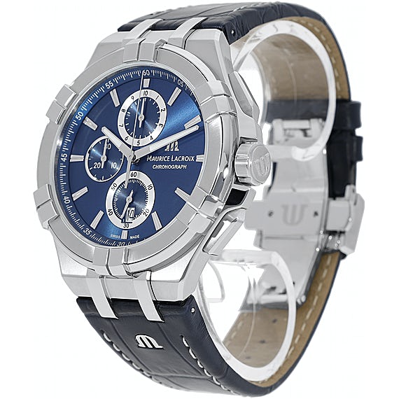 Buy Shop Maurice Lacroix Aikon Chronograph Blue Dial Blue Leather Strap Watch for Men - AI1018-SS001-430-1 USA Online