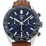 Buy Shop Tag Heuer Carrera Automatic Chronograph Blue Dial Brown Leather Strap Watch for Men - CBN2A1A.FC6537 USA Online