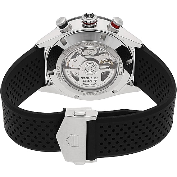 Buy Shop Tag Heuer Carrera Chronograph Black Dial Black Rubber Strap Watch for Men - CBN2A1AA.FT6228 USA Online