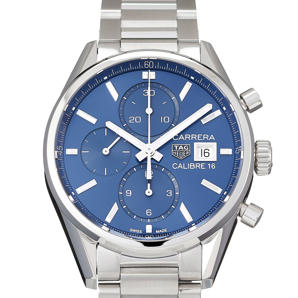 Buy Shop Tag Heuer Carrera Chronograph 41mm Blue Dial Silver Steel Strap Watch for Men - CBK2112.BA0715 USA Online
