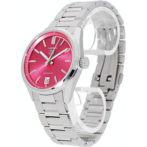 Buy Shop Tag Heuer Carrera Date Automatic 18K Pink Dial Silver Steel Strap Watch for Women - WBN2313.BA0001 USA Online