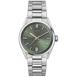 Buy Shop Tag Heuer Carrera Date Automatic 18K Green Dial Silver Steel Strap Watch for Women - WBN2312.BA0001 USA Online