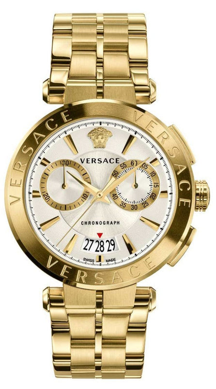Buy Shop Versace V Racer Chronograph White Dial Gold Steel Strap Watch for Men - VBR060017 USA Online