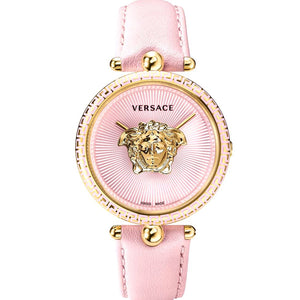 Buy Shop Versace Palazzo Empire Pink Dial Pink Leather Strap Watch for Women - VCO030017 USA Online