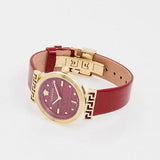 Versace Greca Meander Red Dial Red Leather Strap Watch for Women - VELW00320