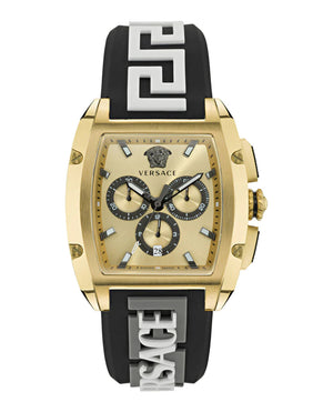 Buy Shop Versace Dominus Chronograph Gold Dial Black Silicone Strap Watch For Men - VE6H00223 USA Online