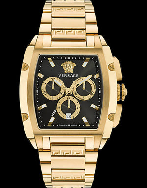 Buy Shop Versace Dominus Chronograph Black Dial Gold Steel Strap Watch For Men - VE6H00523 USA Online
