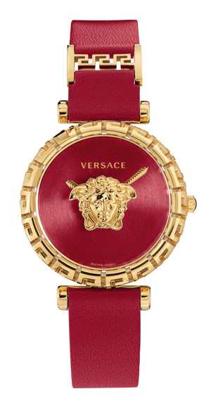 Buy Shop Versace Palazzo Empire Greca Red Dial Red Leather Strap Watch for Women - VEDV00319 USA Online