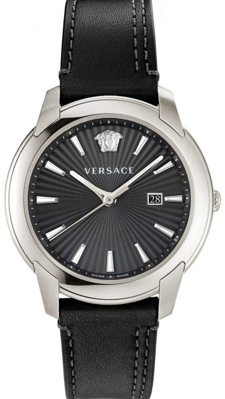 Buy Shop Versace V Urban Black Dial Black Leather Strap Watch for Men - VELQ00119 USA Online