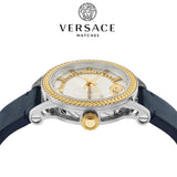 Buy Shop Versace Viamond Quartz White Dial Blue Leather Strap Watch For Men - VEPO00120 USA Online