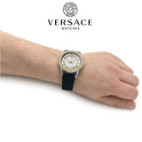 Buy Shop Versace Viamond Quartz White Dial Blue Leather Strap Watch For Men - VEPO00120 USA Online