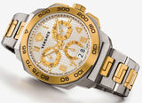 Buy Shop Versace Dylos Chronograph Silver Dial Two Tone Steel Strap Watch for Men - VQC030015 USA Online