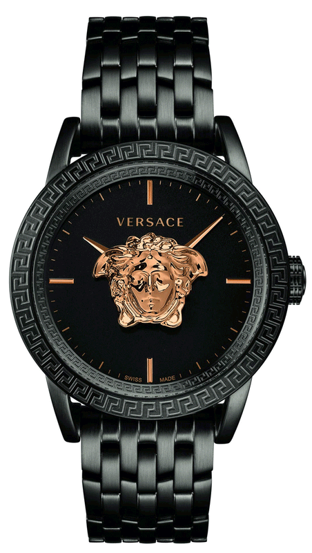 Buy Shop Versace Palazzo Empire Quartz Black Dial Black Steel Strap Watch For Men - VEDB00518 USA Online