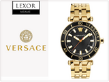 Buy Shop Versace Greca Sport Quartz Black Dial Gold Steel Strap Watch for Men - VEZ300721 USA Online