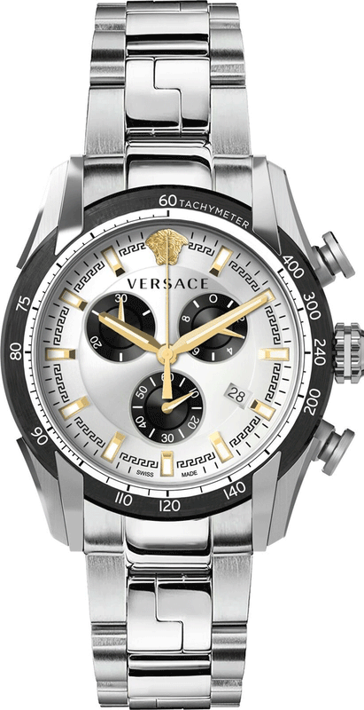 Buy Shop Versace V-Ray Chronograph Quartz Silver Dial Silver Steel Strap Watch For Men - VE2I00321 USA Online