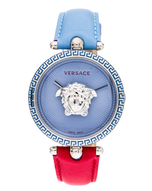 Buy Shop Versace Palazzo Empire Blue Dial Blue & Red Leather Strap Watch for Women - VCO070017 USA Online