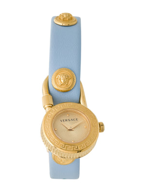 Buy Shop Versace Medusa Lock Icon Quartz White Dial Blue Leather Strap Watch for Women - VEDW00419 USA Online