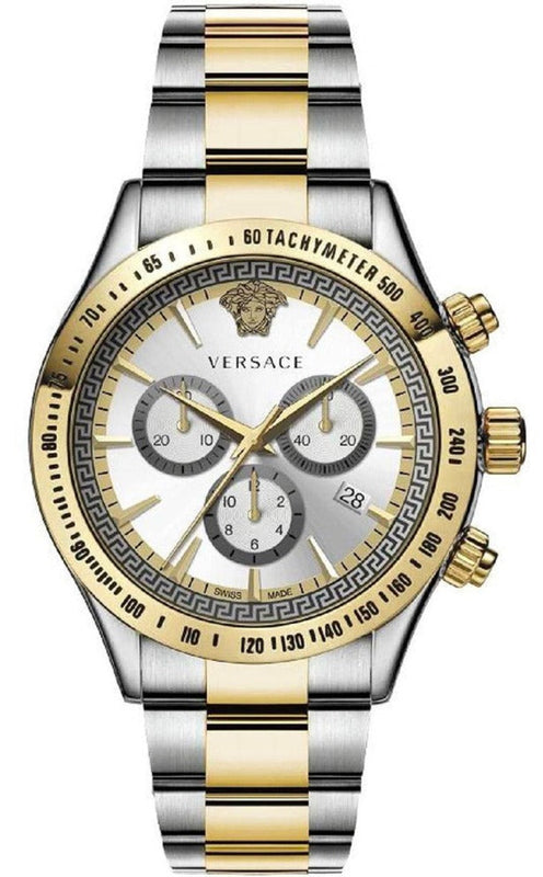 Buy Shop Versace Classic Chronograph Quartz Silver Dial Two Tone Steel Strap Watch For Men - VEV700519 USA Online