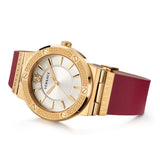 Versace Greca Silver Dial Red Leather Strap Watch for Women - VEVH00420