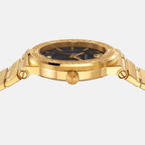 Versace Greca Black Dial Gold Steel Strap Watch for Women - VEVH00820