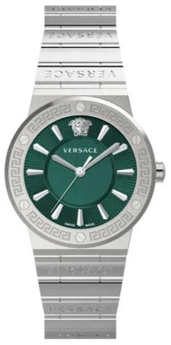 Buy Shop Versace Grace Quartz Green Dial Silver Steel Strap Watch For Women - VEVH00920 USA Online