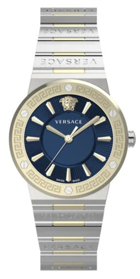 Buy Shop Versace Greca Quartz Blue Dial Silver Steel Strap Watch for Women - VEVH01120 USA Online