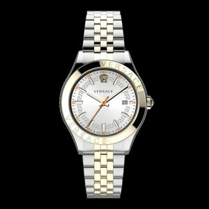 Buy Shop Versace Hellenyium Quartz Silver Dial Two Tone Steel Strap Watch For Men - VEVK01121 USA Online