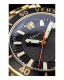 Versace Greca Sport Quartz Black Dial Gold Steel Strap Watch for Men - VEZ300721