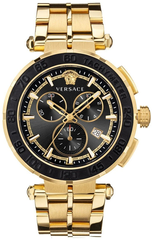 Buy Shop Versace Greca Sport Quartz Black Dial Gold Steel Strap Watch for Men - VEZ300721 USA Online