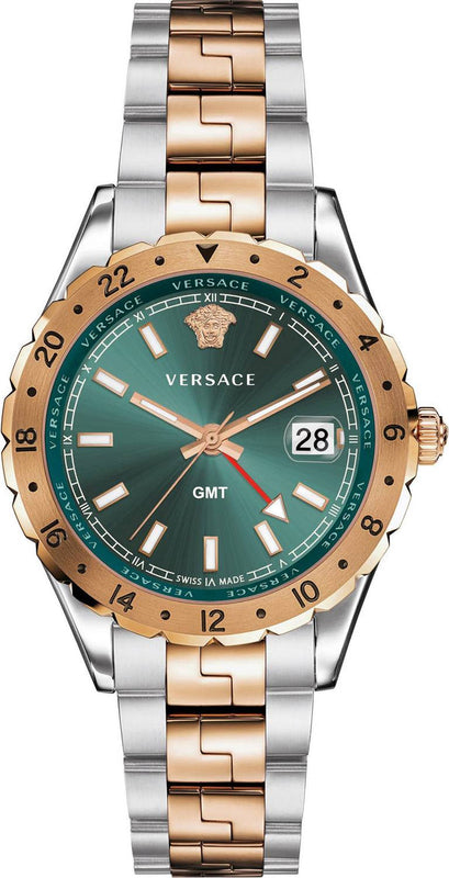 Buy Shop Versace Hellenyium GMT Green Dial Two Tone Steel Strap Watch for Men - V11050015 USA Online