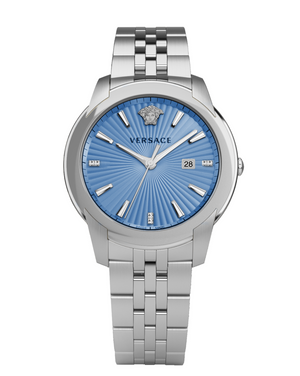 Buy Shop Versace V-Urban Light Blue Dial Silver Steel Strap Watch for Men - VELQ00419 USA Online