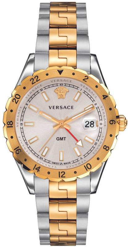 Buy Shop Versace Hellenyium GMT Silver Dial Two Tone Steel Strap Watch for Men - V11030015 USA Online