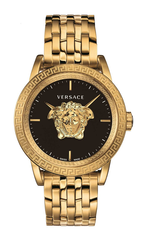 Buy Shop Versace Palazzo Empire Black Dial Gold Steel Strap Watch for Men - VERD00818 USA Online