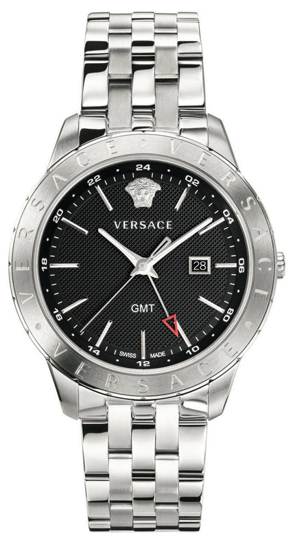 Buy Shop Versace Univers Analog Black Dial Silver Steel Strap Watch for Men - VEBK00418 USA Online