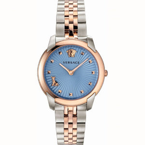 Buy Shop Versace Audrey Quartz Blue Dial Two Tone Steel Strap Watch for Women - VELR00619 USA Online