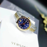Buy Shop Versace Hellenyium Quartz Blue Dial Two Tone Steel Strap Watch for Men - VEVK00520 USA Online