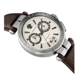 Versace Aion Chronograph White Dial Brown Leather Strap Watch for Men - VBR010017