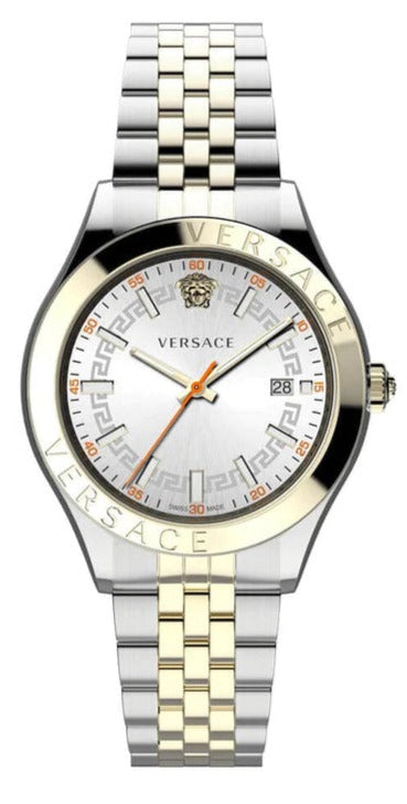 Buy Shop Versace Hellenyium Quartz Silver Dial Two Tone Steel Strap Watch For Men - VEVK01121 USA Online